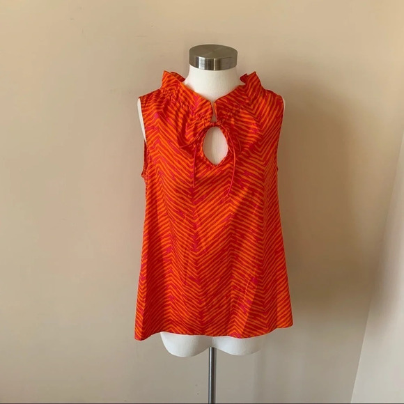 Buckhead Betties ruffle chiffon sleeveless tie neck Chevron top 6684 - Picture 3 of 10